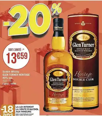 Casino Supermarchés Scotch whisky glen turner héritage 40% vol. offre