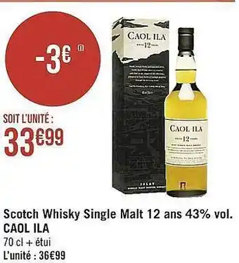 Scotch whisky single malt 12 ans 43% vol. caol ila