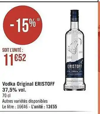 Casino Supermarchés Vodka original eristoff 37,5% vol. offre