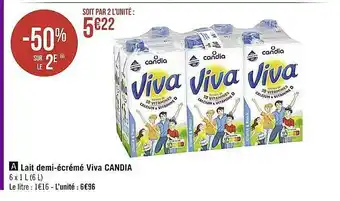 Casino Supermarchés Lait demi-écrémé viva candia offre