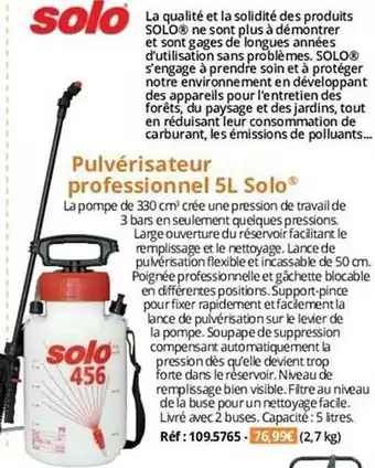 Pulvérisateur professionnel 5l solo