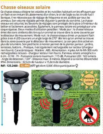 Chasse oiseaux solaire