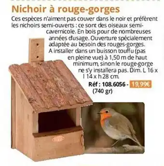 Nichoir Ă rouge-gorges