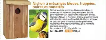 Nichoir à mésanges bleues, huppées, noires et nonettes