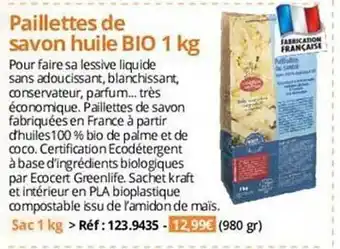 Paillettes de savon huile bio 1 kg