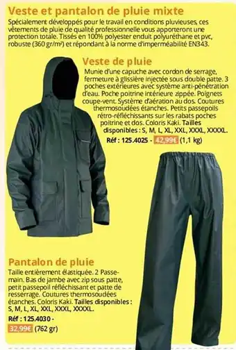 Magellan Veste et pantalon de pluie mixte, veste de pluie, pantalon de pluie offre