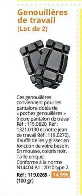 Genouillères de travail