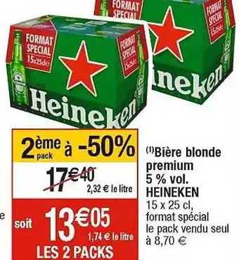 Cora x Carrefour Bière blonde 5% vol. heineken offre