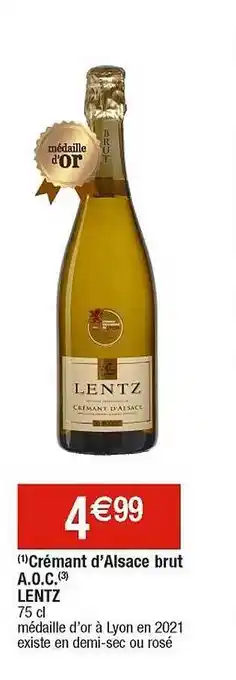 Cora x Carrefour Crémant d'alsace brut a.o.c. lentz offre