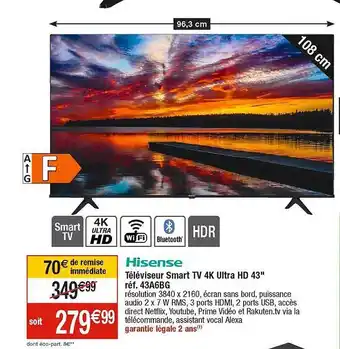 Cora x Carrefour Téléviseur smart tv 4k ultra hd 43 offre