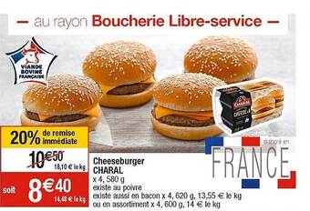 Cora x Carrefour Cheeseburger charal offre