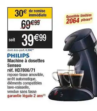 Cora x Carrefour Machine à dosettes senseo philips offre