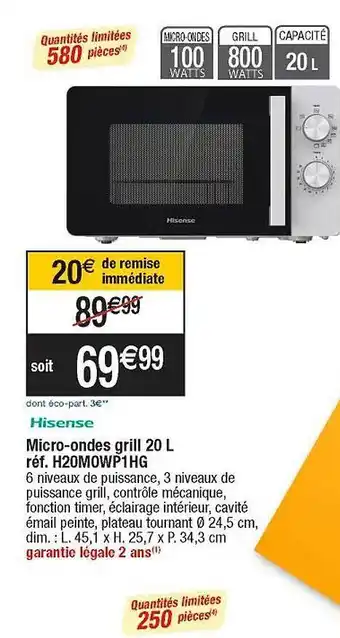 Micro-ondes grill 20l hisense