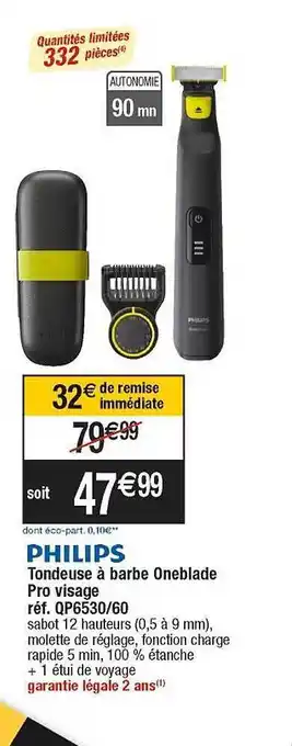 Cora x Carrefour Tondeuse à barbe oneblade pro visage philips offre