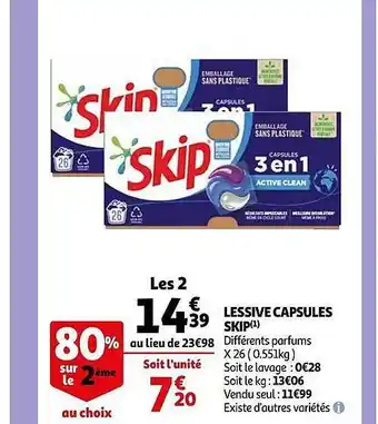 Auchan Lessive capsules skip offre