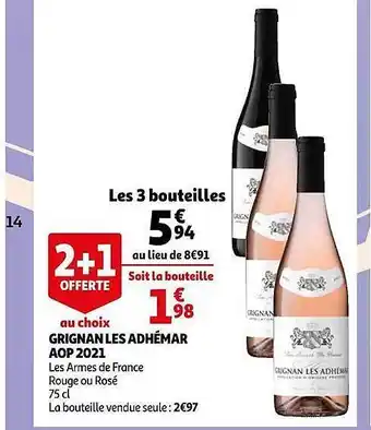Auchan Grignan les adhémar aop 2021 les armes de france offre