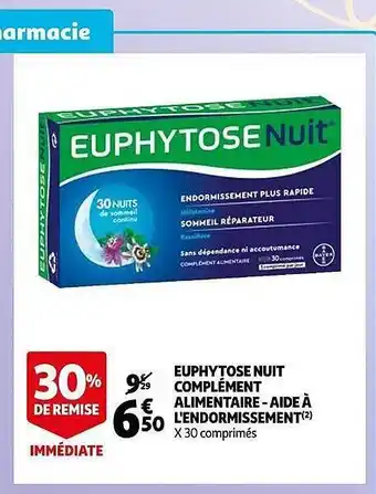 Auchan Euphytose nuit complément alimentaire - aide à l'endormissement offre