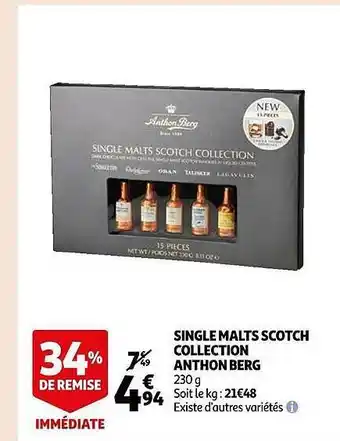 Auchan Single malts scotch collection anthon berg offre