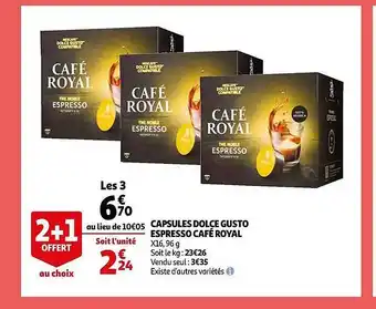 Auchan Capsules dolce gusto espresso café royal offre