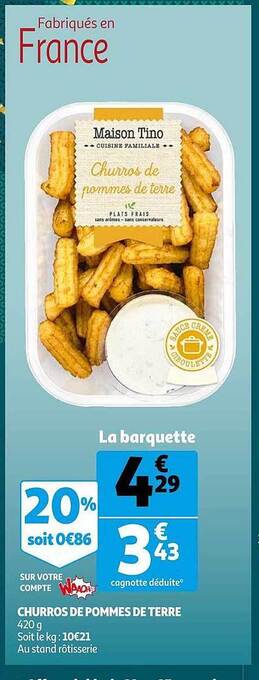 Auchan Churros de pommes de terre offre