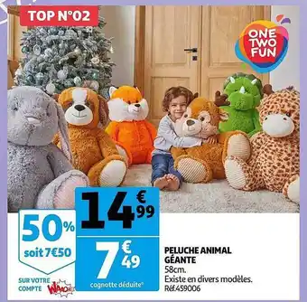 Auchan Peluche animal géante one two fun offre