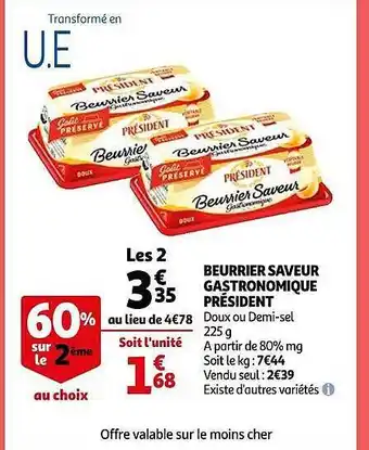 Auchan Beurrier saveur gastronomique président offre
