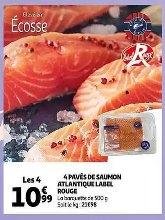 Auchan 4 pavés de saumon atlantique label rouge offre