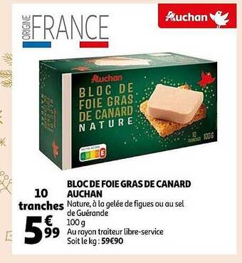 Auchan Bloc de foie gras de canard auchan offre