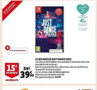 Auchan Le jeu switch just dance 2023 offre