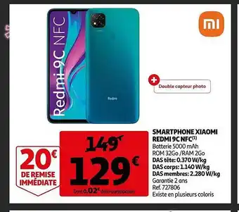 Auchan Smartphone xiaomi redmi 9c nfc offre