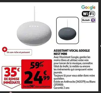Auchan Assistant vocal google nest mini offre