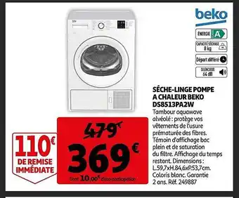 Auchan Sèche-linge pompe à chaleur beko offre