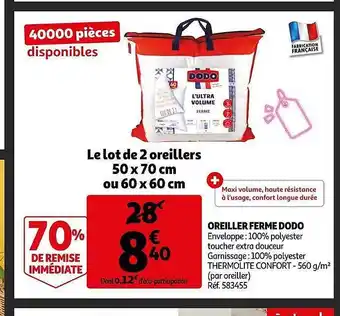 Auchan Oreiller ferme dodo offre