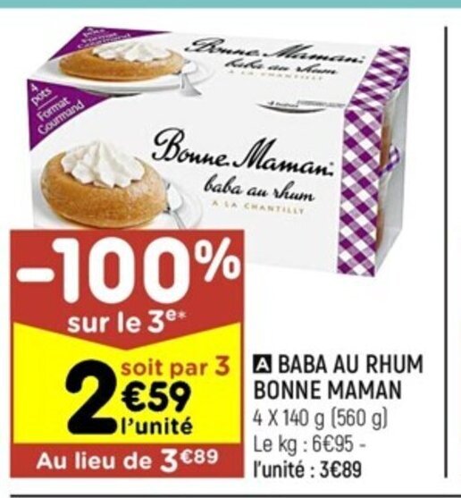 Promo Baba Au Rhum Bonne Maman chez Leader Price