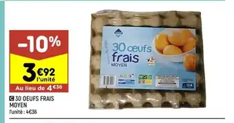 Leader Price 30 Oeufs Frais Moyen offre
