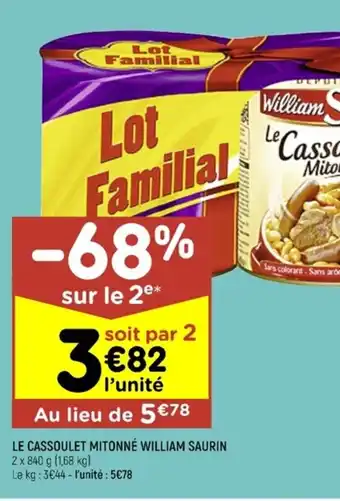 Leader Price Le Cassoulet Mitonne William Saurin offre