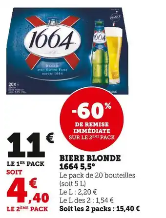 U Express 1664 biere blonde 5,5° offre