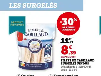 U Express Findus filets de cabillaud surgeles offre