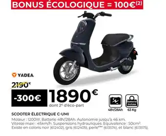 Feu Vert Yadea scooter électrique c-umi offre