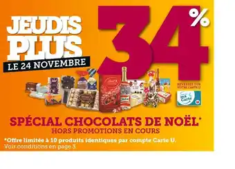 Super U Special chocolats de noël hors promotions en cours offre