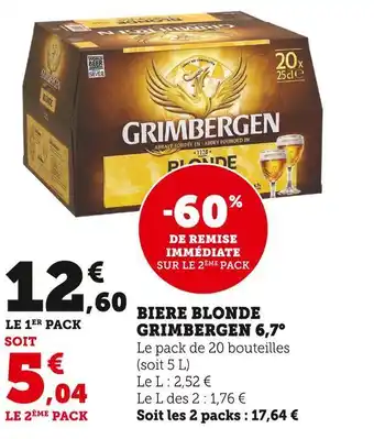 Super U Grimbergen biere blonde 6,7° offre