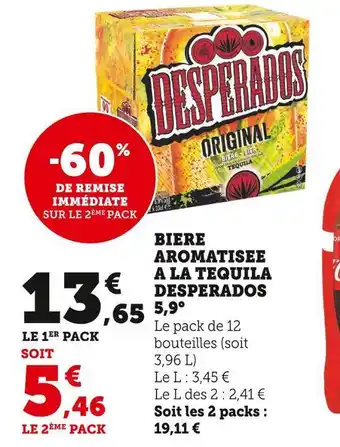 Super U Desperados biere aromatisee a la tequila 5,9° offre