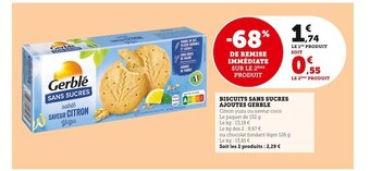 Super U Gerble biscuits sans sucres ajoutes offre