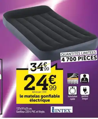 Centrakor Intex le matelas gonflable électrique offre