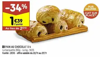 Leader Price Pain au chocolat x4 offre