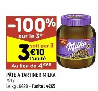 Leader Price Pâte à tartiner milka offre