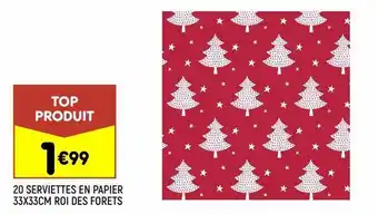 Leader Price 20 serviettes en papier 33x33cm roi des forets offre
