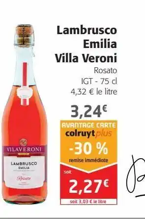 Colruyt Lambrusco emilia villa veroni offre