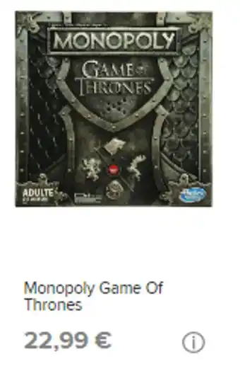 Stokomani Monopoly game of thrones offre