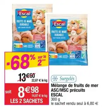 Cora x Carrefour Mélange de fruits de mer ASC/MSC précuits escal offre